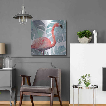 Luxe Metal Art 'Flamingo Splash I' by Annie Warren, Metal Wall Art,24x24