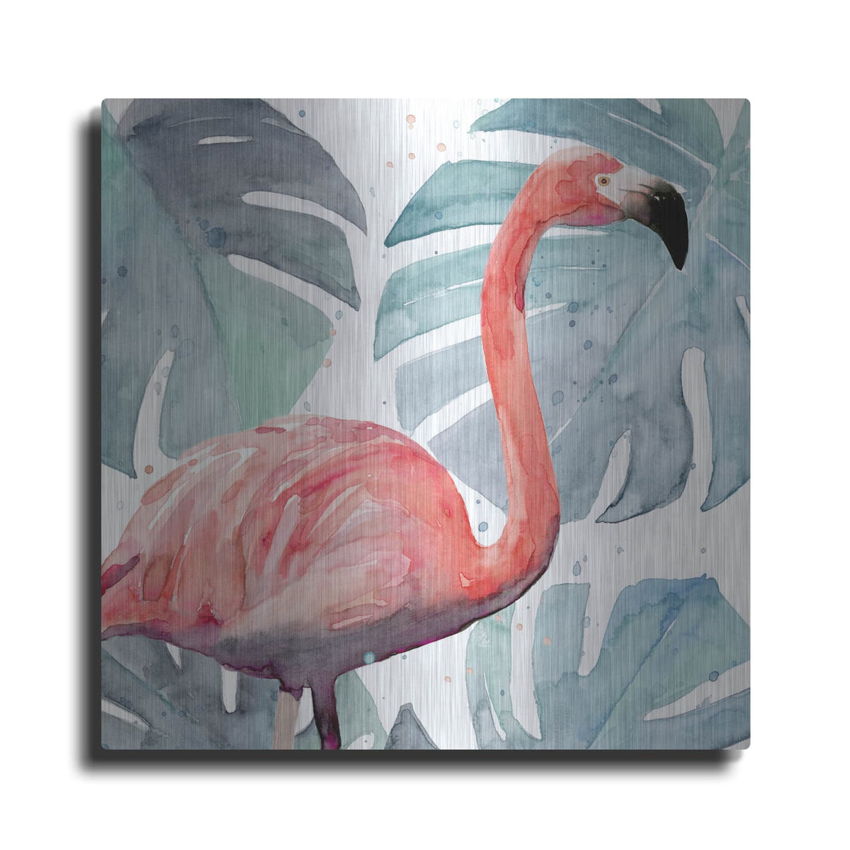 'Flamingo Splash I' by Annie Warren – Metal Wall Art