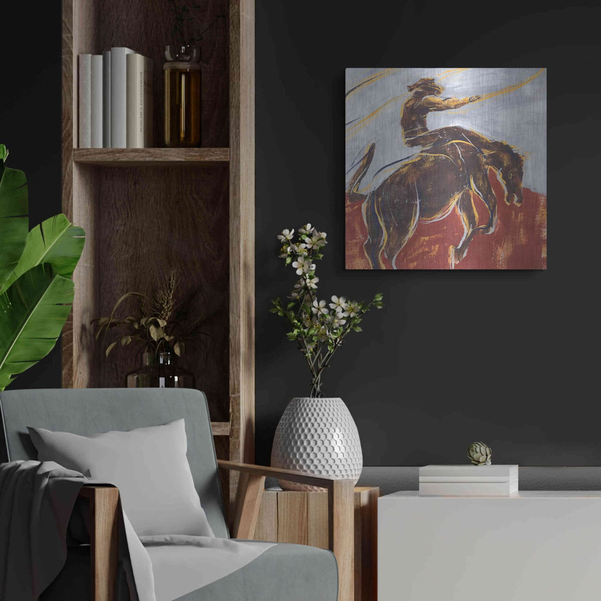 'Morning Roundup II' by Annie Warren – Metal Wall Art, 24x24 room view