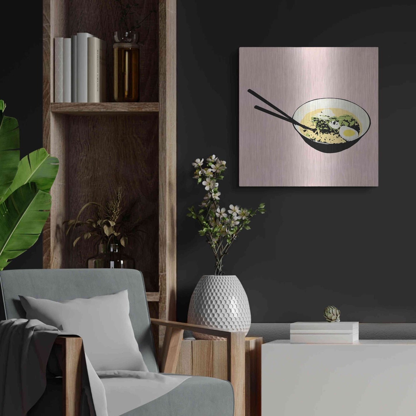 Luxe Metal Art 'Ramen Bar I' by Annie Warren, Metal Wall Art,24x24