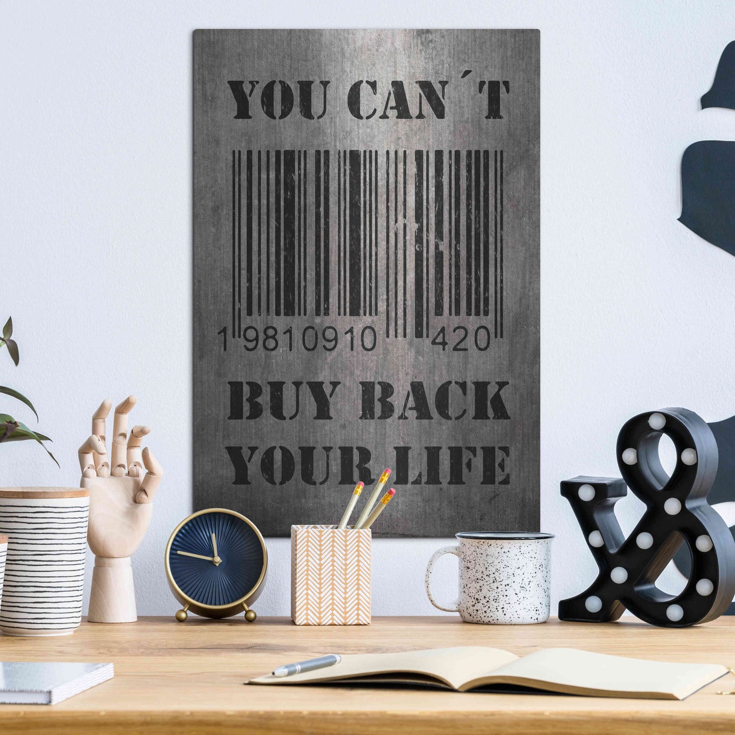Luxe Metal Art 'You Can't Buy Back Your Life' by Nicklas Gustafsson, Metal Wall Art,12x16
