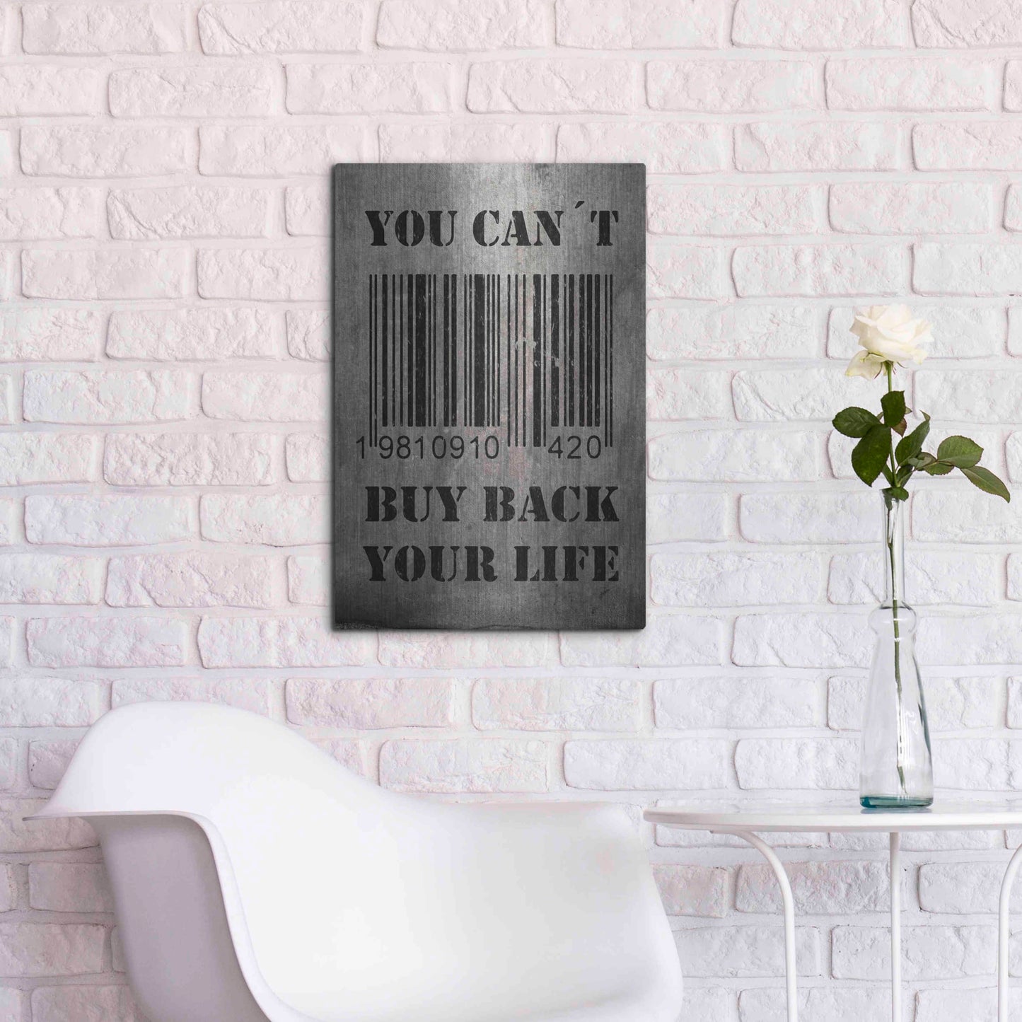 Luxe Metal Art 'You Can't Buy Back Your Life' by Nicklas Gustafsson, Metal Wall Art,16x24