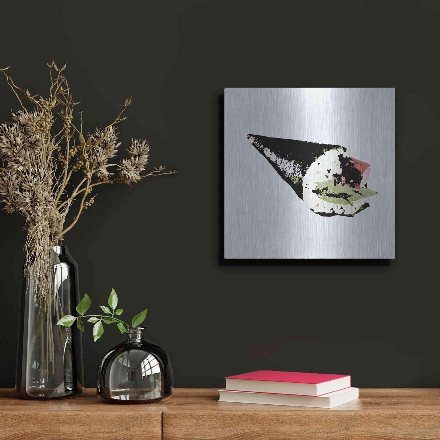 Luxe Metal Art 'Sushi Style V' by Annie Warren, Metal Wall Art,12x12