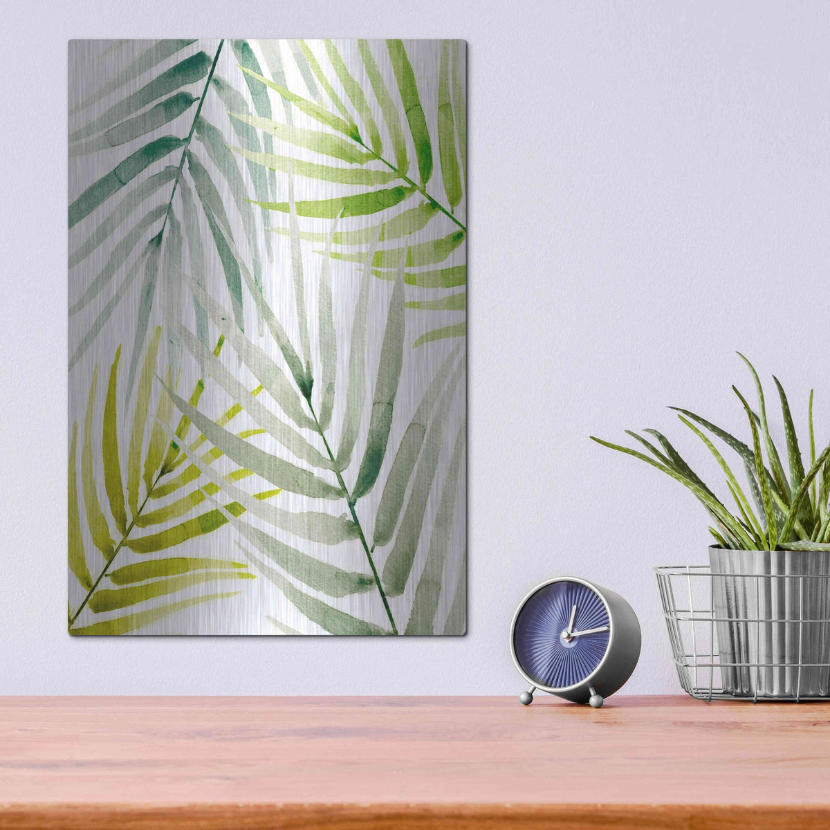Luxe Metal Art 'Shady Palm I' by Annie Warren, Metal Wall Art,12x16