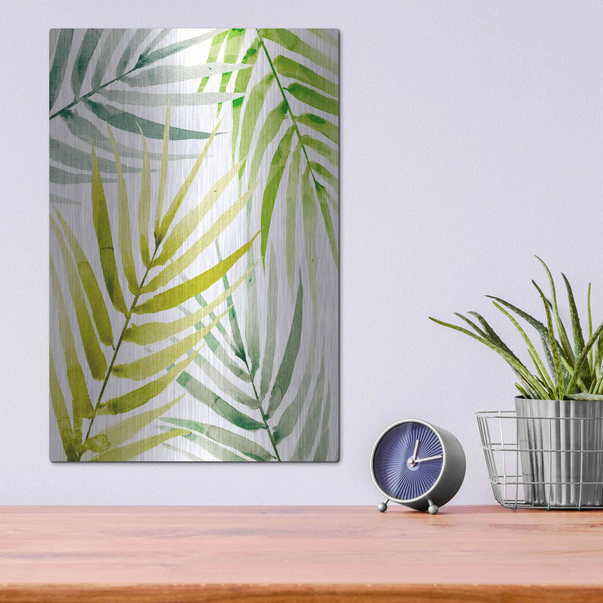 Luxe Metal Art 'Shady Palm II' by Annie Warren, Metal Wall Art,12x16
