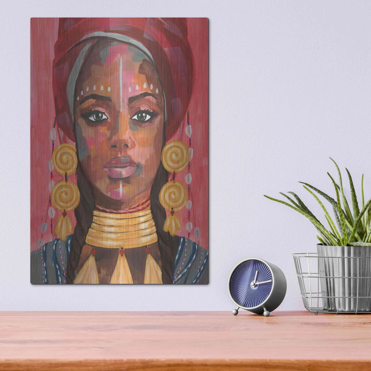 Luxe Metal Art 'Ornament Empress I' by Annie Warren, Metal Wall Art,12x16