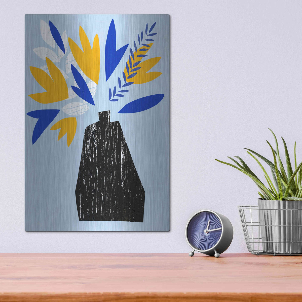 Luxe Metal Art 'Ruffled Vase II' by Annie Warren, Metal Wall Art,12x16