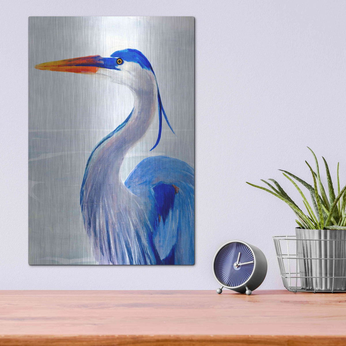 Luxe Metal Art 'Great Blue I' by Annie Warren, Metal Wall Art,12x16