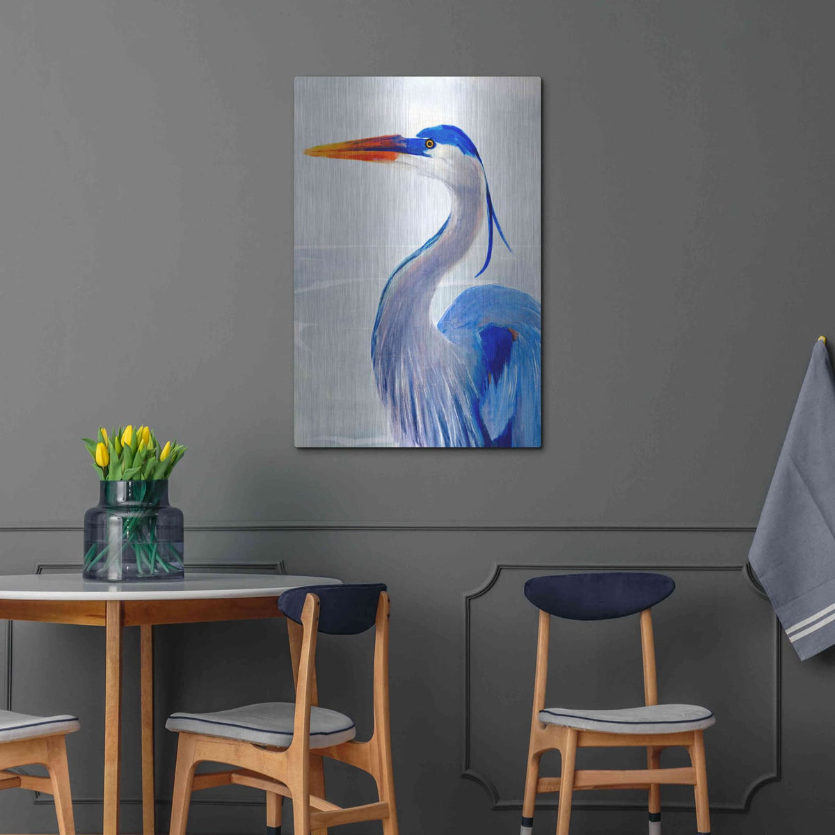 'Great Blue I' by Annie Warren – Metal Wall Art, 24x36 room view