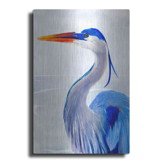 Luxe Metal Art 'Great Blue I' by Annie Warren, Metal Wall Art