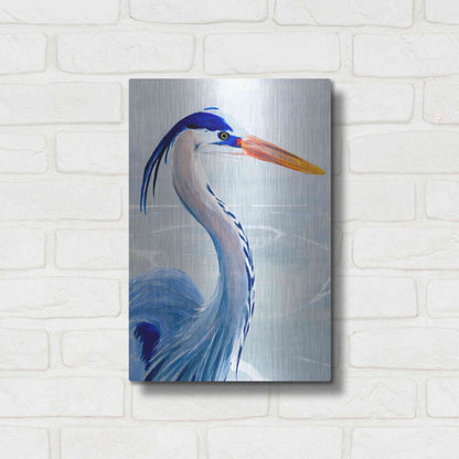 Luxe Metal Art 'Great Blue III' by Annie Warren, Metal Wall Art,12x16