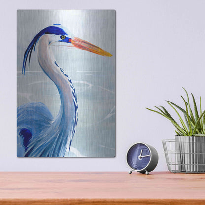 Luxe Metal Art 'Great Blue III' by Annie Warren, Metal Wall Art,12x16