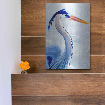 Luxe Metal Art 'Great Blue III' by Annie Warren, Metal Wall Art,12x16