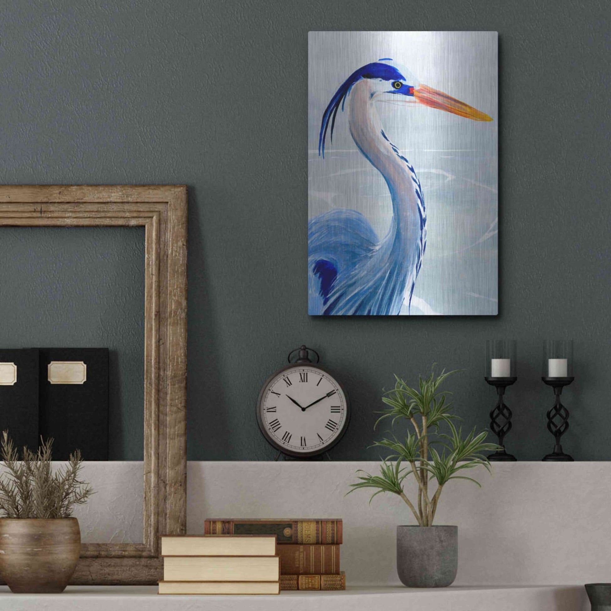 Luxe Metal Art 'Great Blue III' by Annie Warren, Metal Wall Art,12x16