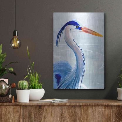 Luxe Metal Art 'Great Blue III' by Annie Warren, Metal Wall Art,12x16