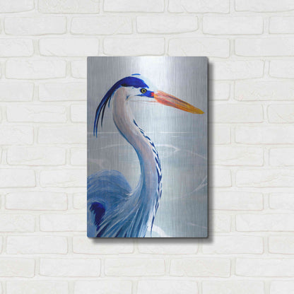 Luxe Metal Art 'Great Blue III' by Annie Warren, Metal Wall Art,16x24