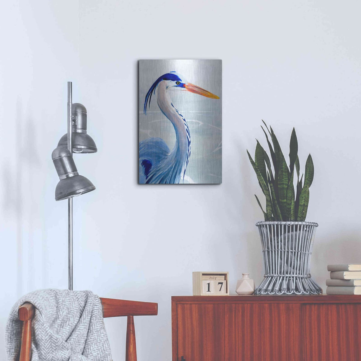 'Great Blue III' by Annie Warren – Metal Wall Art, 16x24 room view