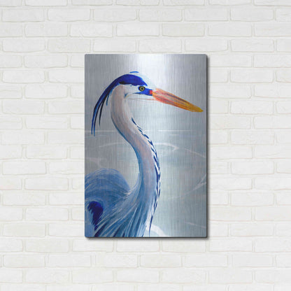 Luxe Metal Art 'Great Blue III' by Annie Warren, Metal Wall Art,24x36