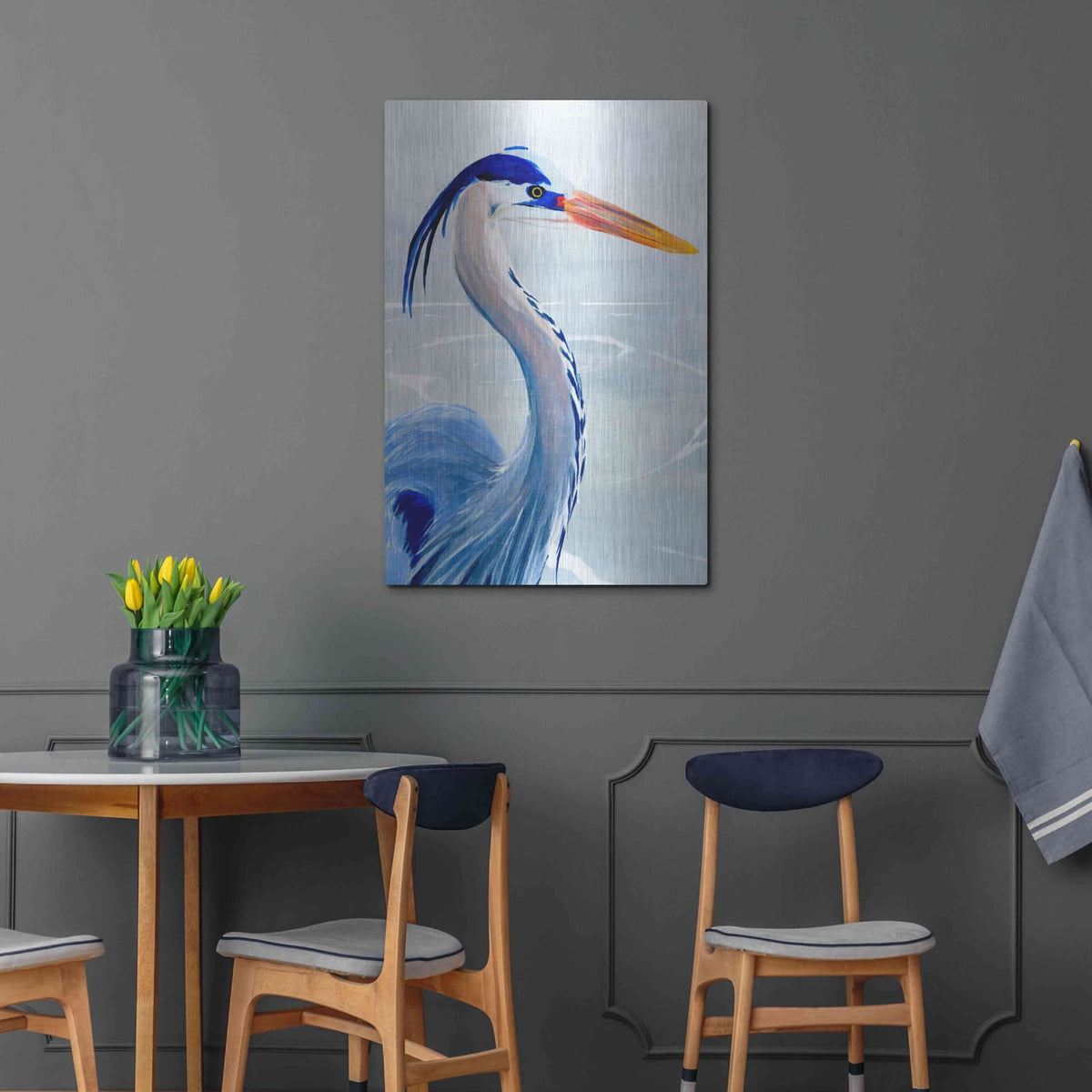 'Great Blue III' by Annie Warren – Metal Wall Art, 24x36 room view
