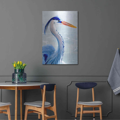 Luxe Metal Art 'Great Blue III' by Annie Warren, Metal Wall Art,24x36