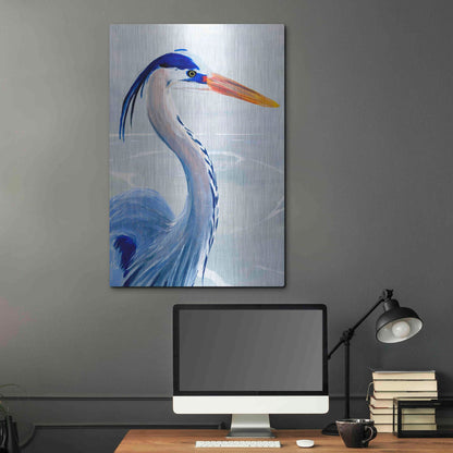 Luxe Metal Art 'Great Blue III' by Annie Warren, Metal Wall Art,24x36