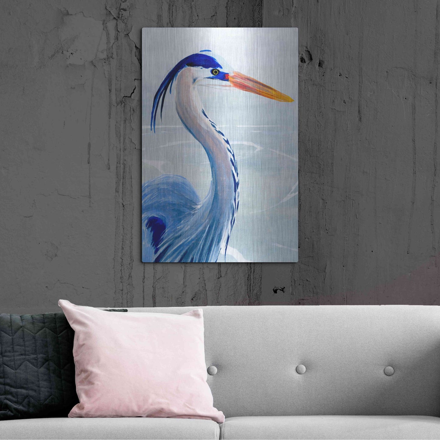 Luxe Metal Art 'Great Blue III' by Annie Warren, Metal Wall Art,24x36