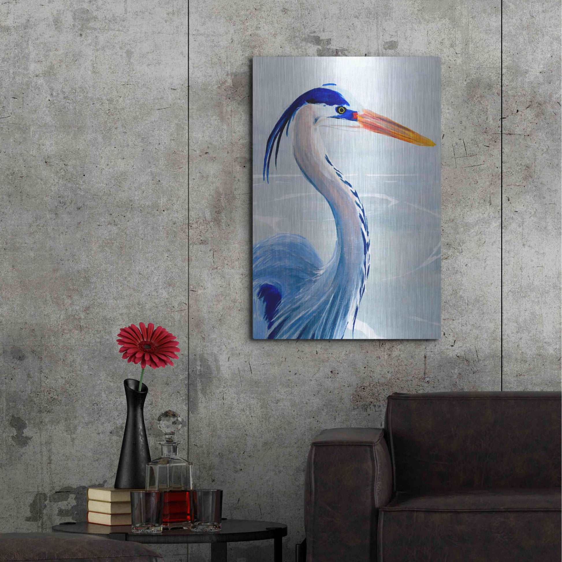 Luxe Metal Art 'Great Blue III' by Annie Warren, Metal Wall Art,24x36