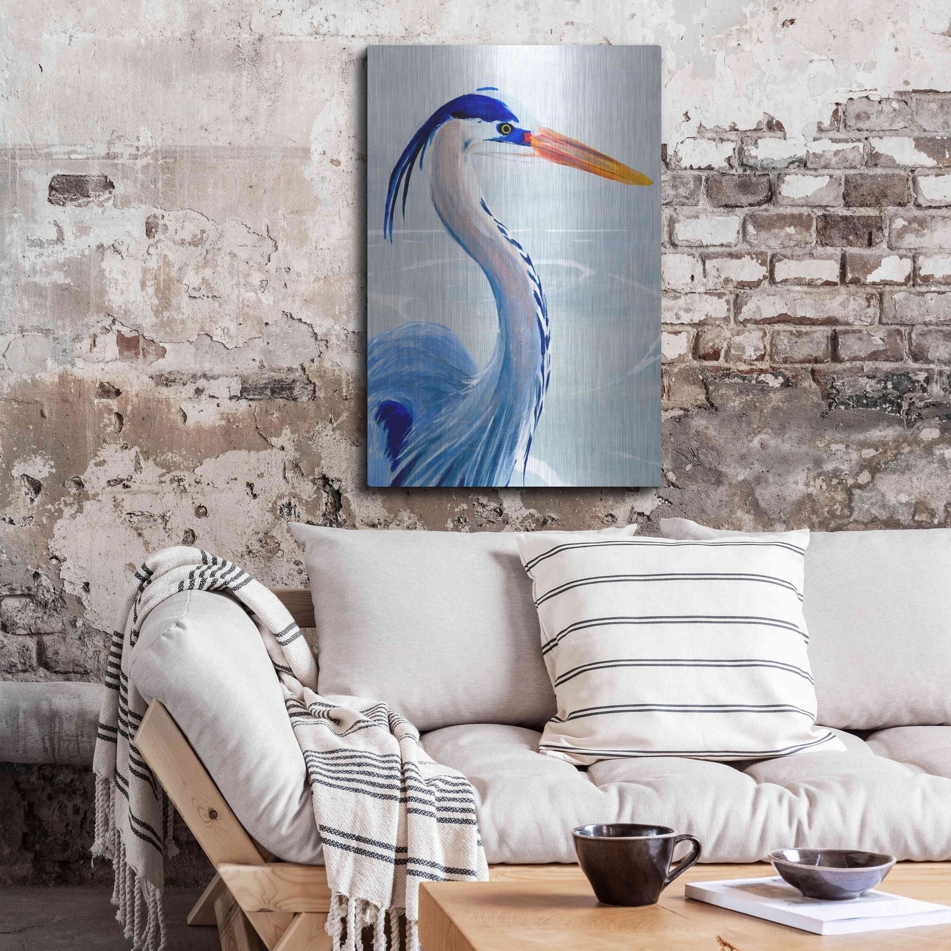 Luxe Metal Art 'Great Blue III' by Annie Warren, Metal Wall Art,24x36