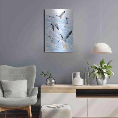 Luxe Metal Art 'Seagull Soiree I' by Annie Warren, Metal Wall Art,16x24