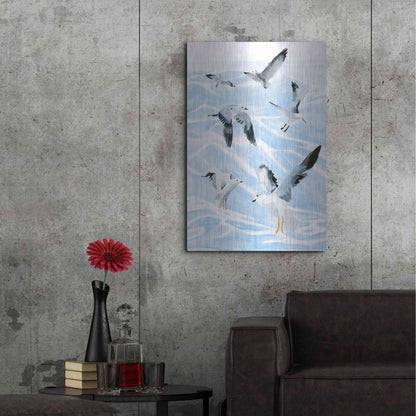 Luxe Metal Art 'Seagull Soiree I' by Annie Warren, Metal Wall Art,24x36