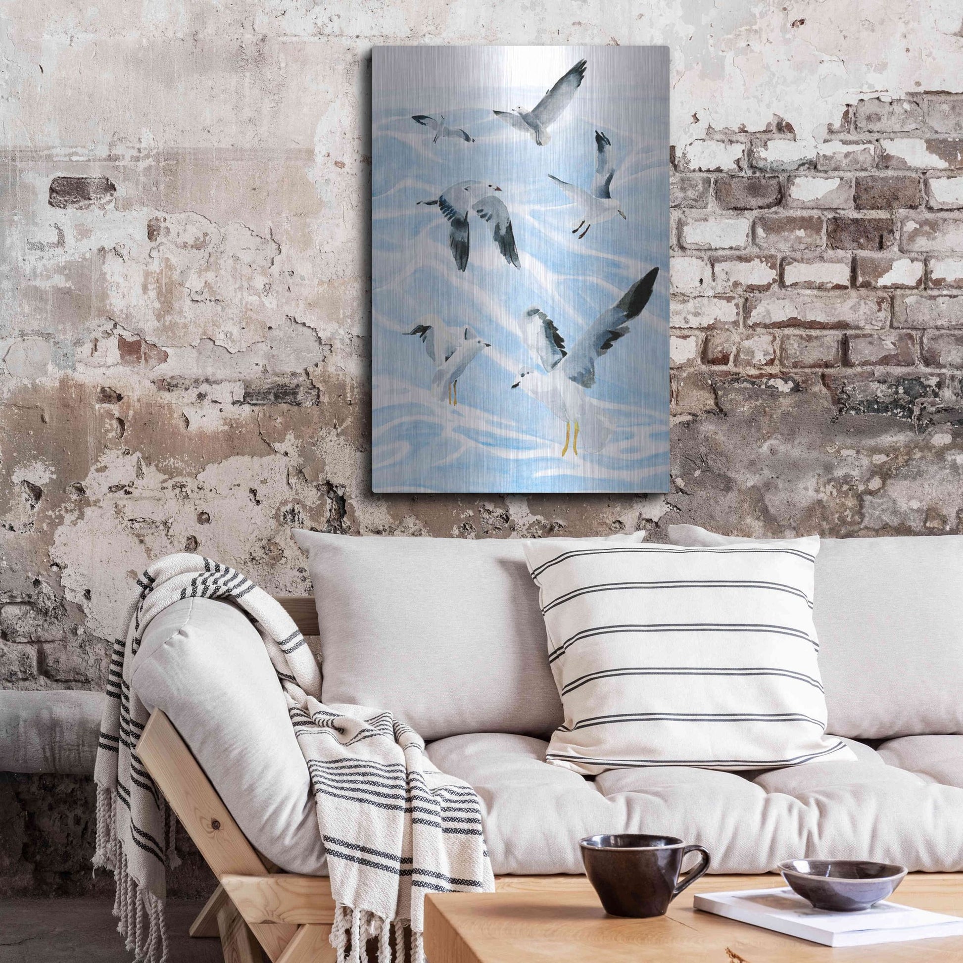 Luxe Metal Art 'Seagull Soiree I' by Annie Warren, Metal Wall Art,24x36