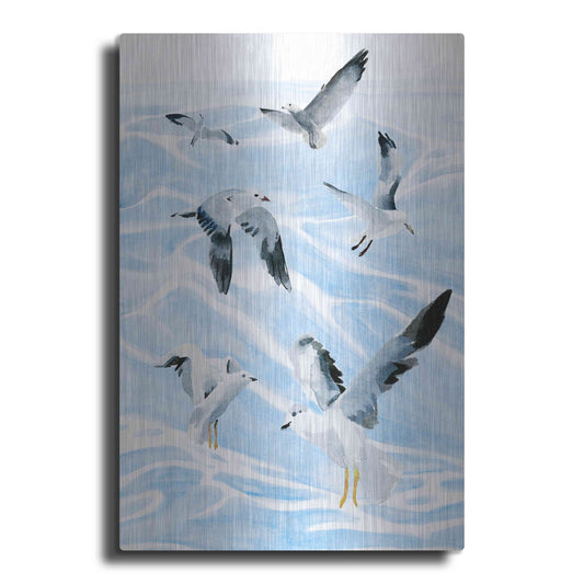 Luxe Metal Art 'Seagull Soiree I' by Annie Warren, Metal Wall Art