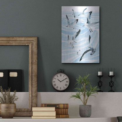 Luxe Metal Art 'Seagull Soiree II' by Annie Warren, Metal Wall Art,12x16