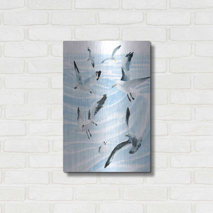 Luxe Metal Art 'Seagull Soiree II' by Annie Warren, Metal Wall Art,16x24