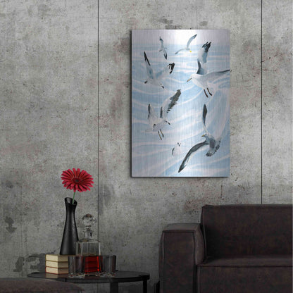 Luxe Metal Art 'Seagull Soiree II' by Annie Warren, Metal Wall Art,24x36