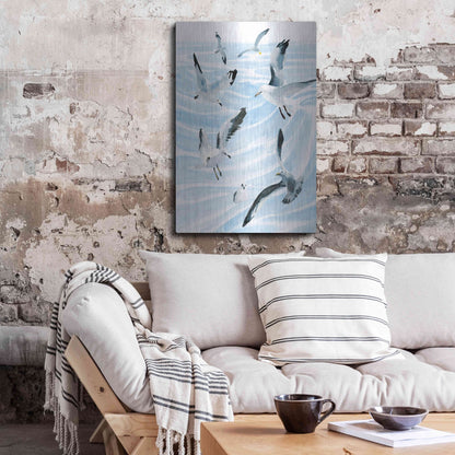 Luxe Metal Art 'Seagull Soiree II' by Annie Warren, Metal Wall Art,24x36