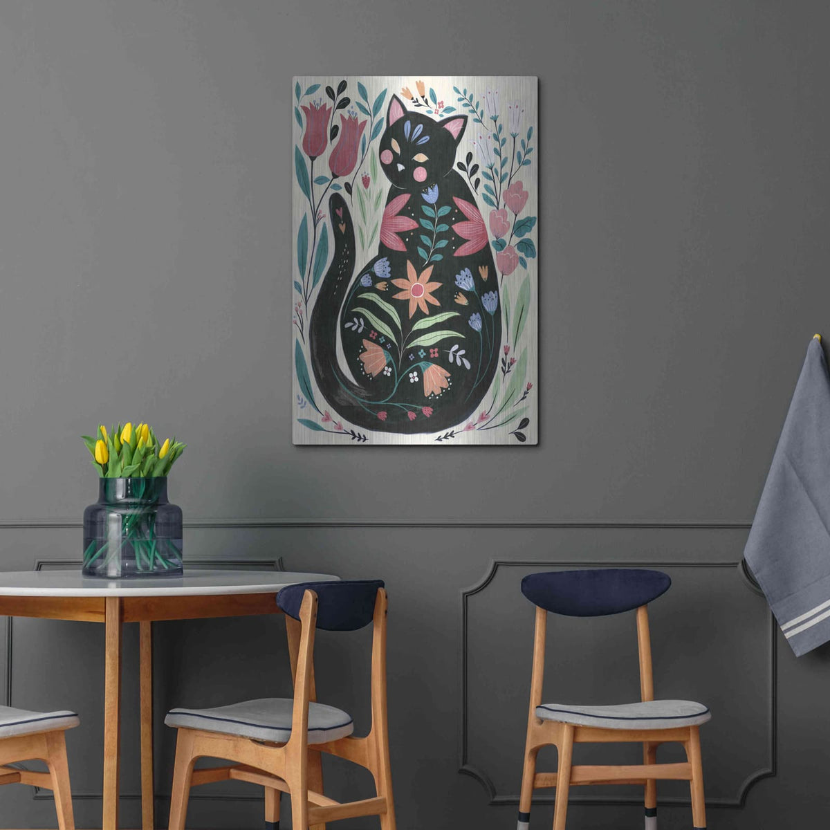 'Folksy Feline I' by Annie Warren – Metal Wall Art, 24x36 room view