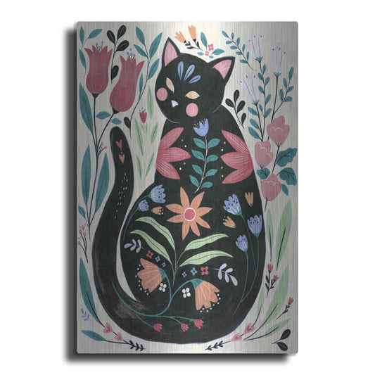 Luxe Metal Art 'Folksy Feline I' by Annie Warren, Metal Wall Art