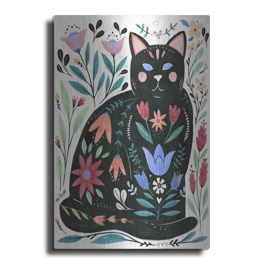 Luxe Metal Art 'Folksy Feline II' by Annie Warren, Metal Wall Art