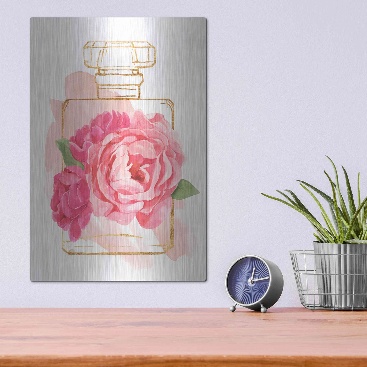 Luxe Metal Art 'Perfume Bloom I' by Annie Warren, Metal Wall Art,12x16