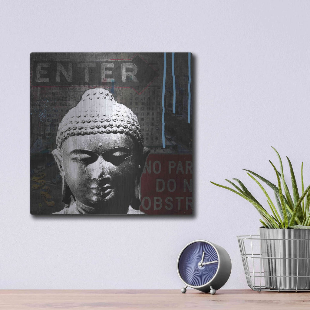 'Urban Buddha IV' by Linda Woods – Metal Wall Art, 12x12 room view