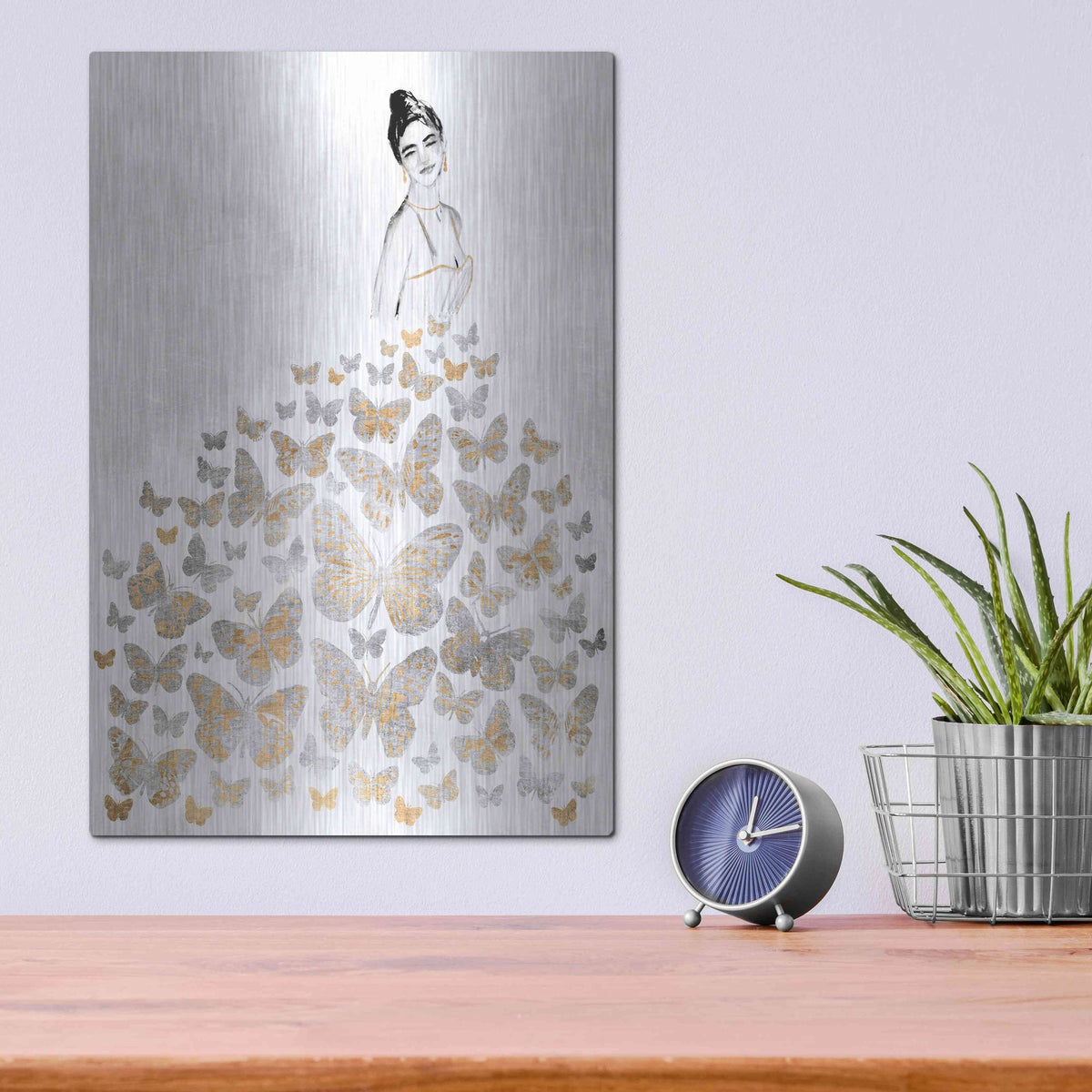Luxe Metal Art 'Fluttering Gown I' by Annie Warren, Metal Wall Art,12x16