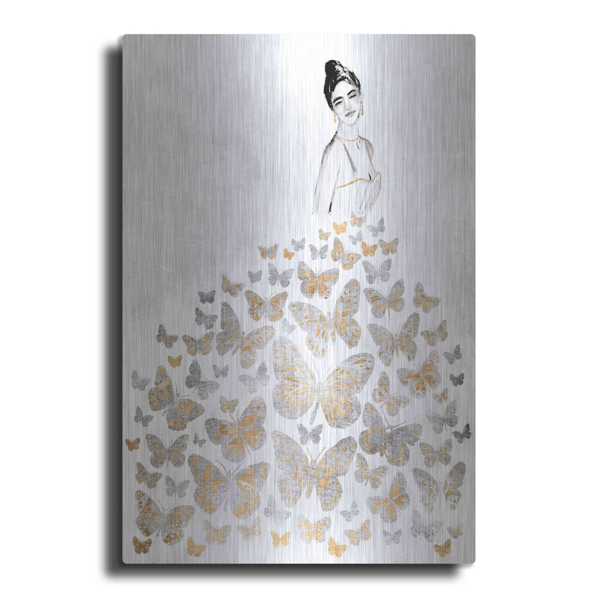Luxe Metal Art 'Fluttering Gown I' by Annie Warren, Metal Wall Art