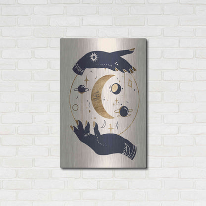 Luxe Metal Art 'Moon Hands I' by Annie Warren, Metal Wall Art,24x36