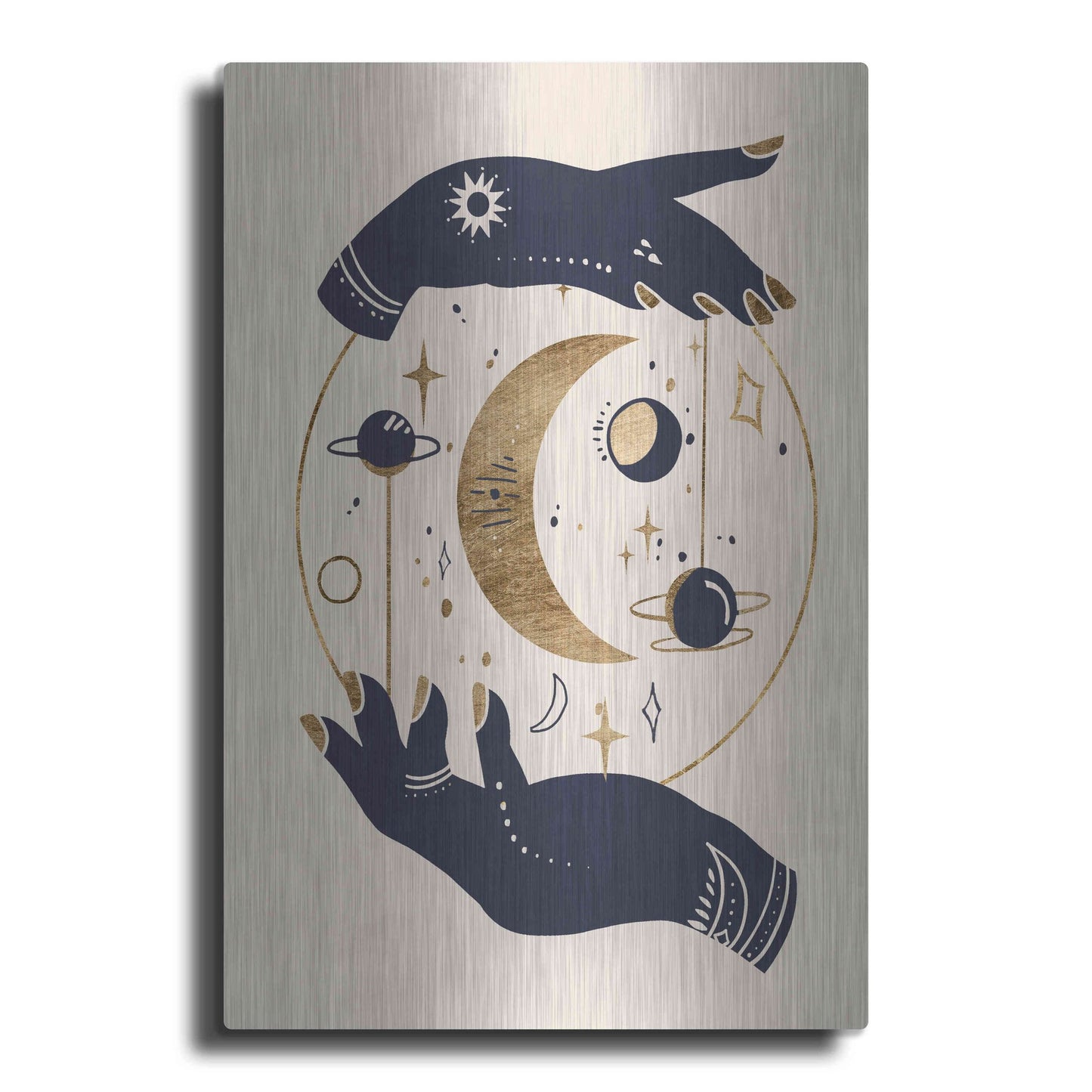 Luxe Metal Art 'Moon Hands I' by Annie Warren, Metal Wall Art