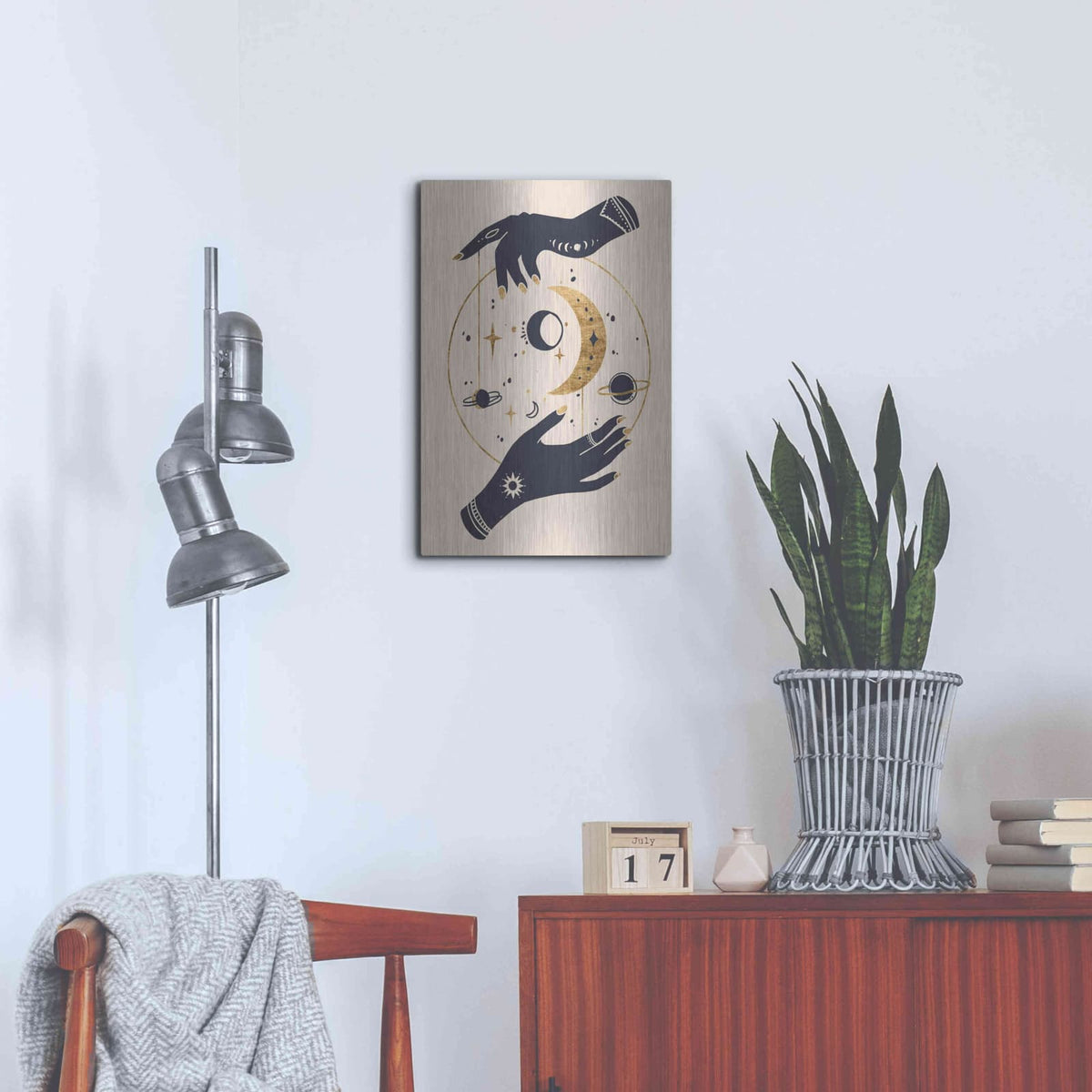 'Moon Hands II' by Annie Warren – Metal Wall Art, 16x24 room view