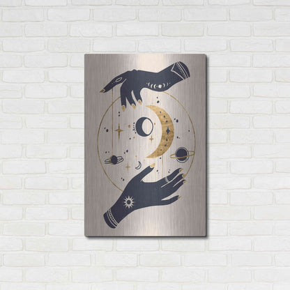 Luxe Metal Art 'Moon Hands II' by Annie Warren, Metal Wall Art,24x36