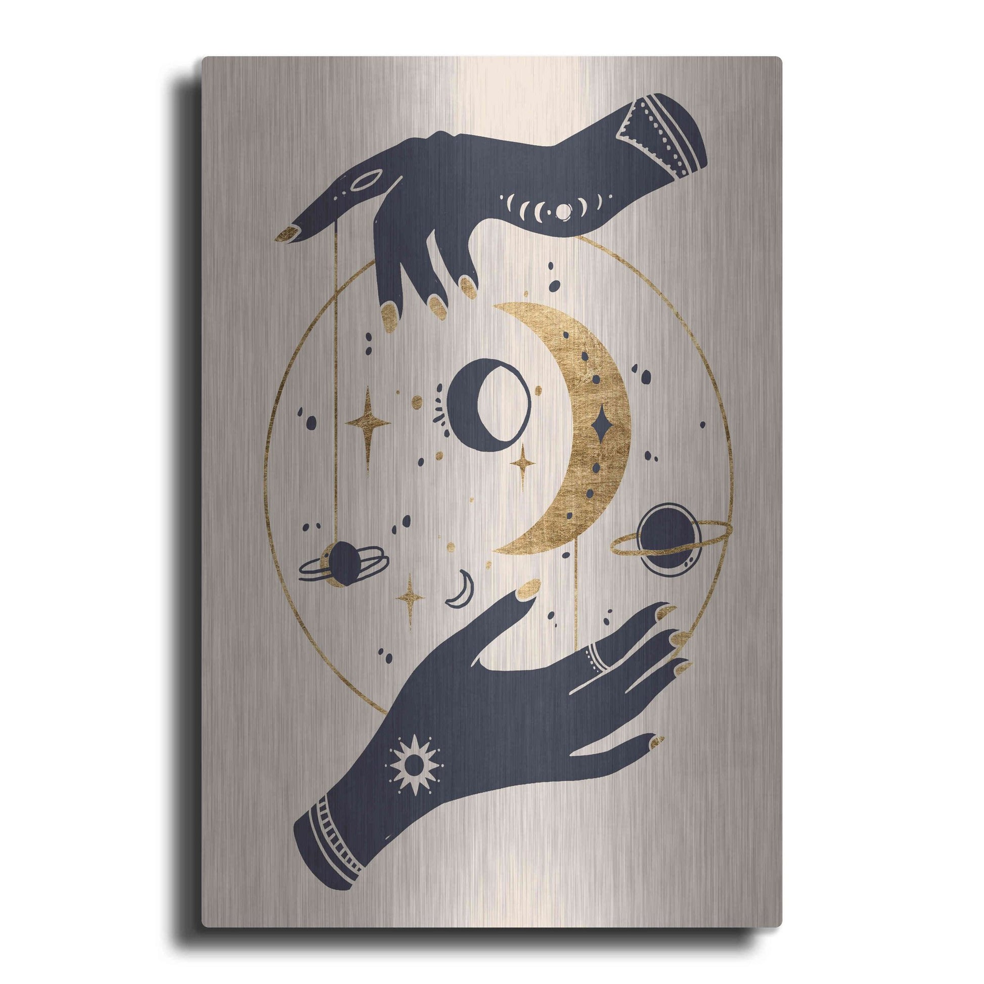 Luxe Metal Art 'Moon Hands II' by Annie Warren, Metal Wall Art