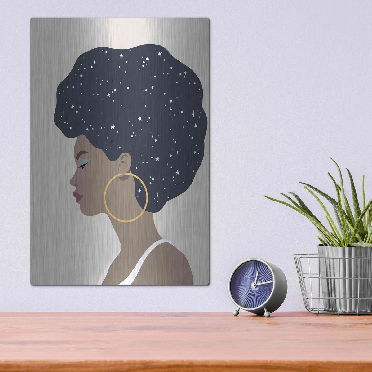 Luxe Metal Art 'Heavenly Hair I' by Annie Warren, Metal Wall Art,12x16