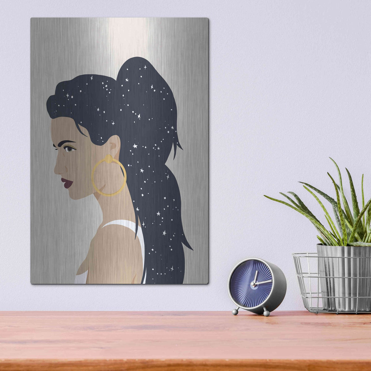 Luxe Metal Art 'Heavenly Hair III' by Annie Warren, Metal Wall Art,12x16